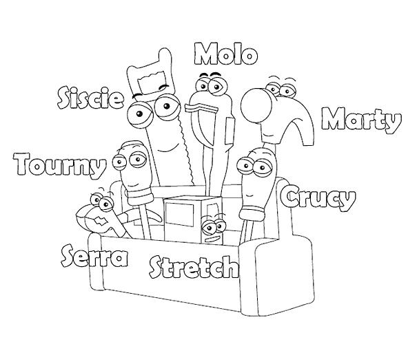 coloriage les noms de tous les outils de manny